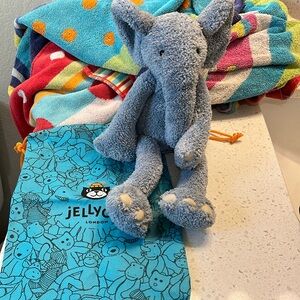 Jellycat small slackajack Gray Elephant Plush NWT 12" Long